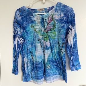 Y2K Rhinestone Butterfly Top